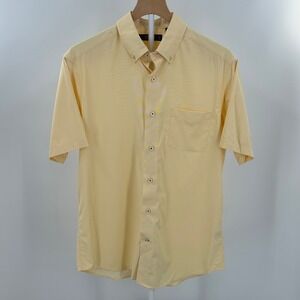 Cremieux Performance Button Down Shirt Mens M Yellow Short Sleeve Golf Casual
